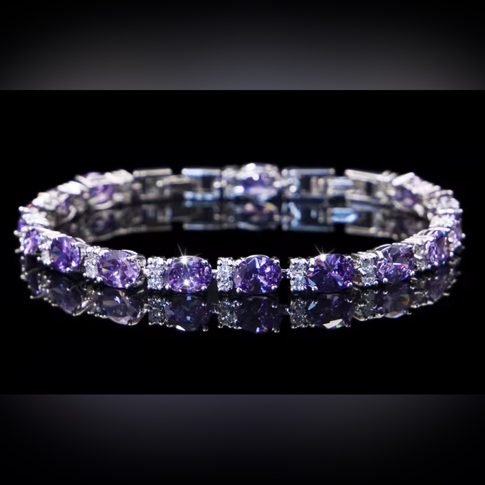 Sterling Silver Purple Amethyst Tennis Bracelet